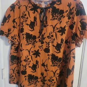 Floral Black and Orange Women's Top